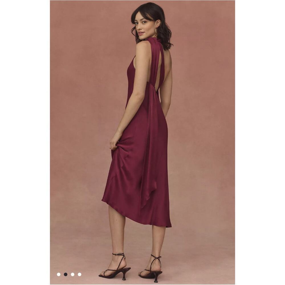 BHLDN Nicoletta One-Shoulder Scarf Satin Midi Dress Size M NWOT